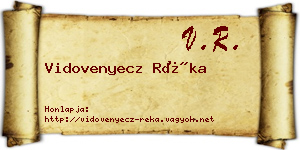 Vidovenyecz Réka névjegykártya